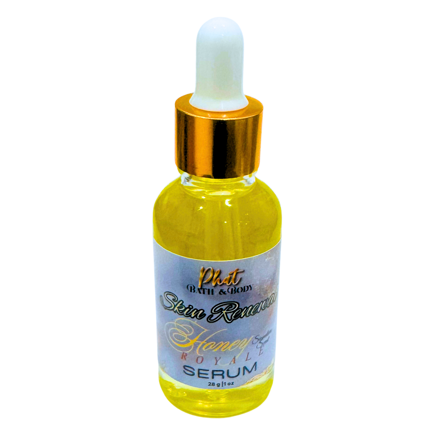 Yellow serum bottle with a dropper on a white background