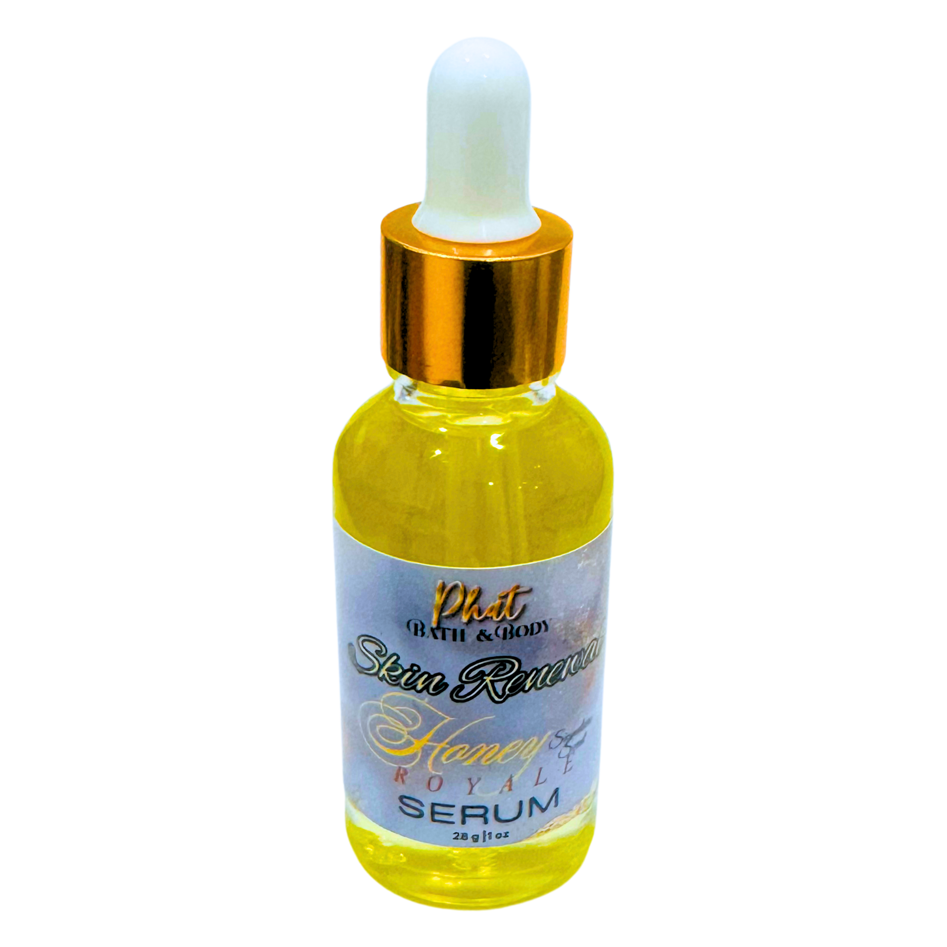 Yellow serum bottle with a dropper on a white background