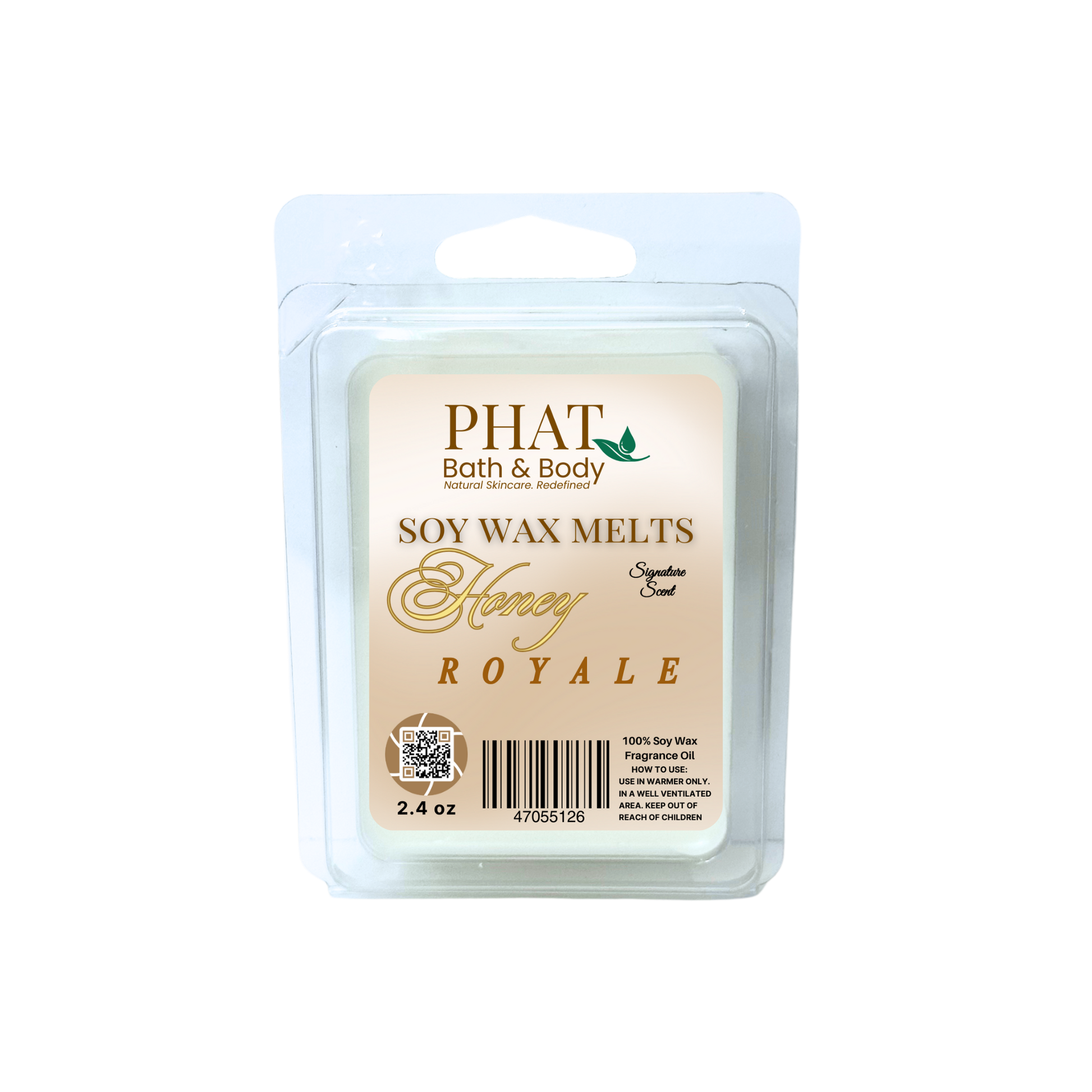 Phat Bath & Body Soy Wax Melts packaging with 'Honey Royale' scent on a white background