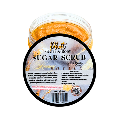 Jar of Phat Bath & Body Sugar Scrub with a label on a white background