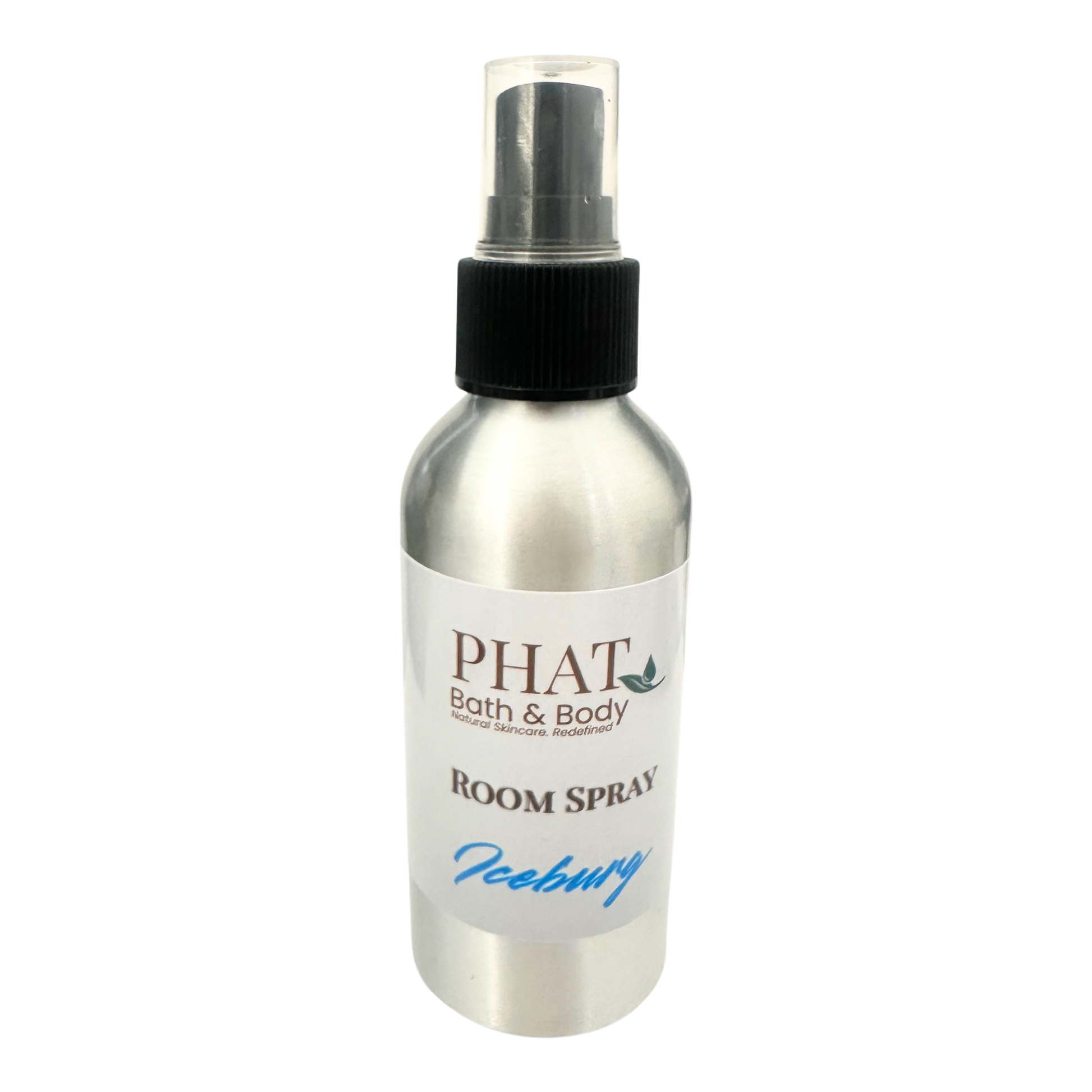 Room spray bottle with 'PHAT Bath & Body' label on a white background