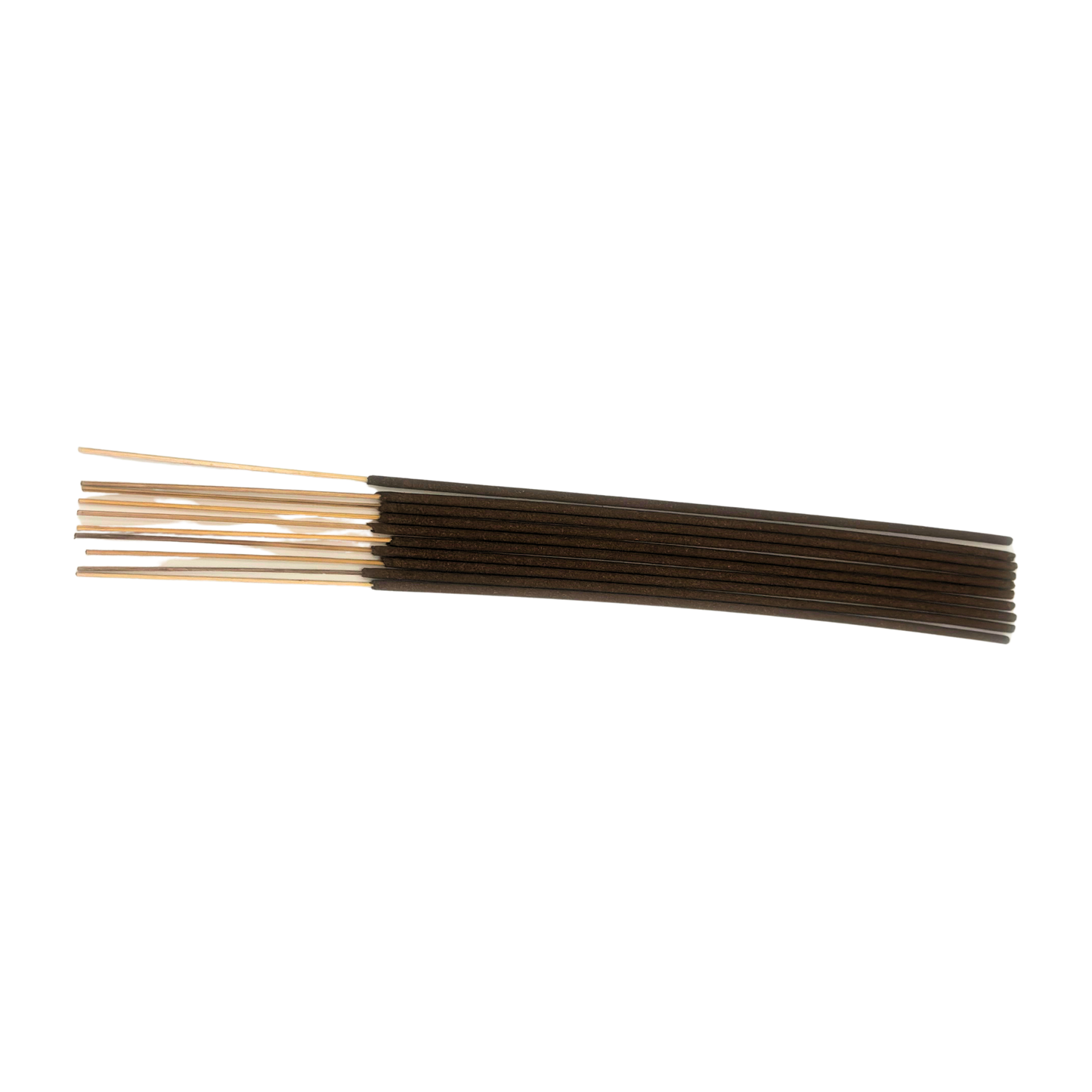 Incense sticks with black and gold tips on a white background