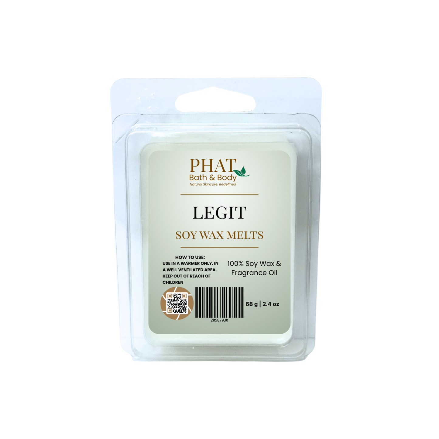 Pack of Phat Bath & Body soy wax melts labeled 'Legit' on a white background