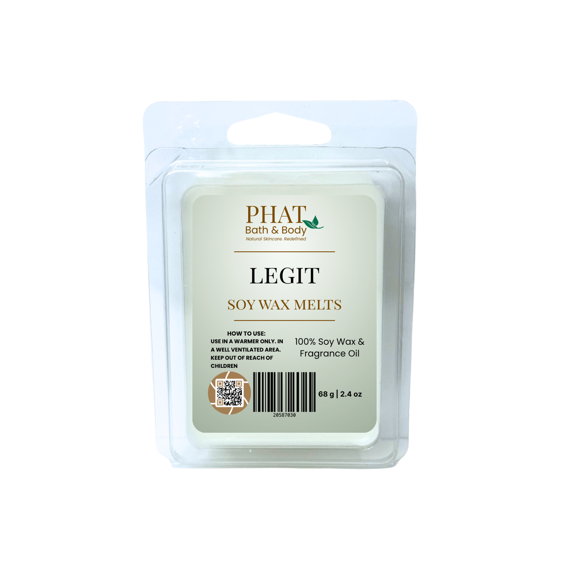 Pack of Phat Bath & Body soy wax melts labeled 'Legit' on a white background