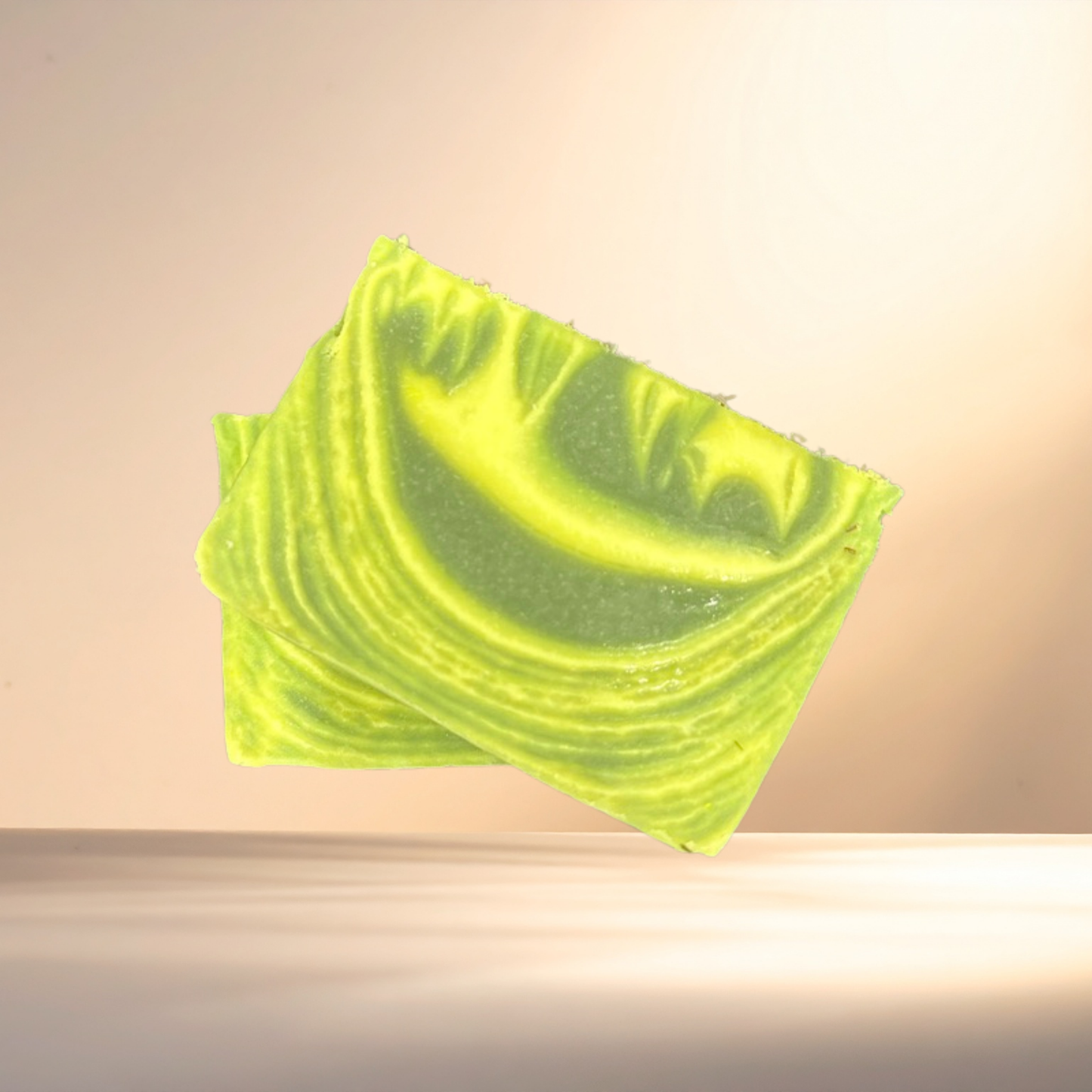 Neon green soap on a beige background