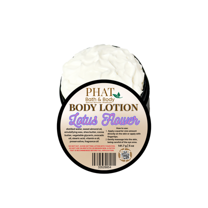 Body lotion container with 'Phat Bath & Body' branding on a white background
