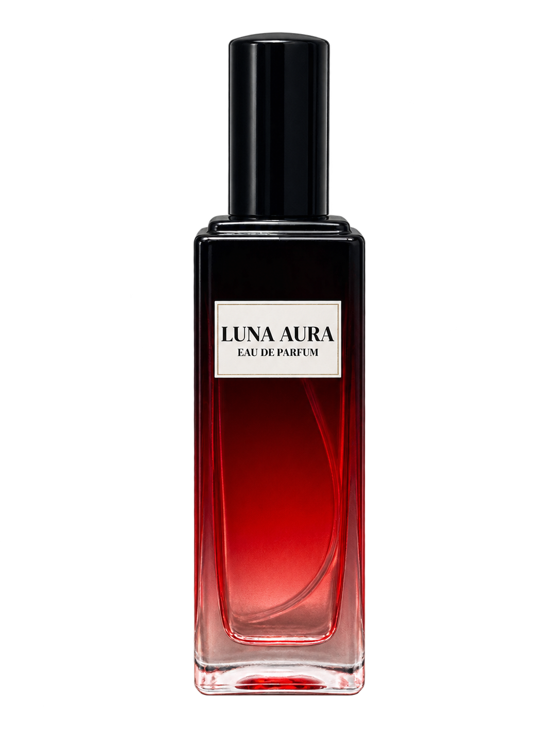 Luna Aura women’s Eau de Parfum bottle with front label on a transparent background.