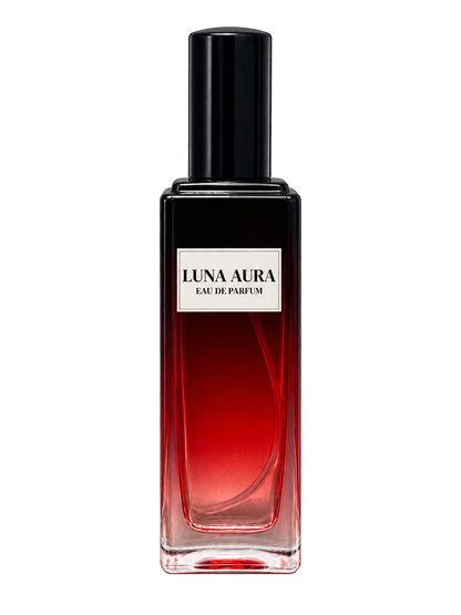 Luna Aura women’s Eau de Parfum bottle with front label on a transparent background.