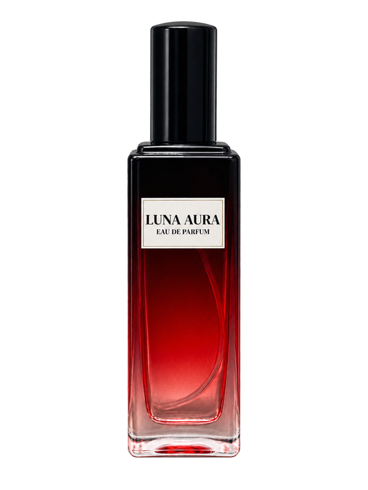 Luna Aura women’s Eau de Parfum bottle with front label on a transparent background.