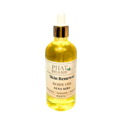 Bottle of Phat Bath & Body Skin Renewal Body Oil on a white background
