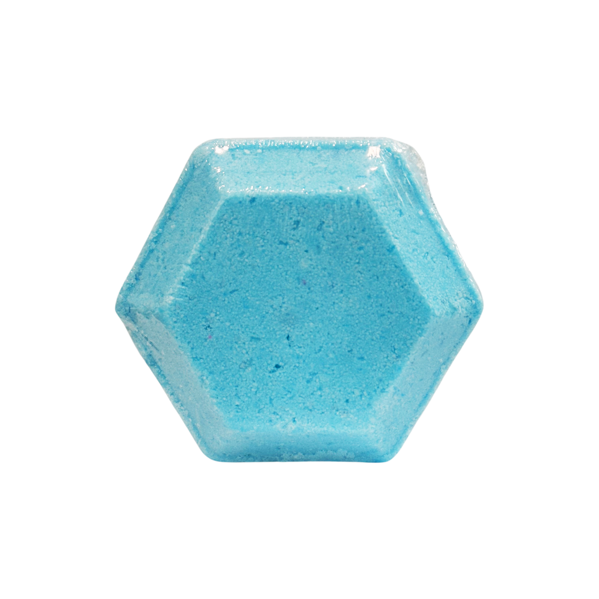 Hexagonal blue shower bomb on a white background