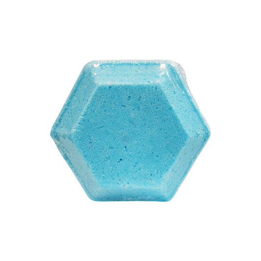 Hexagonal blue shower bomb on a white background
