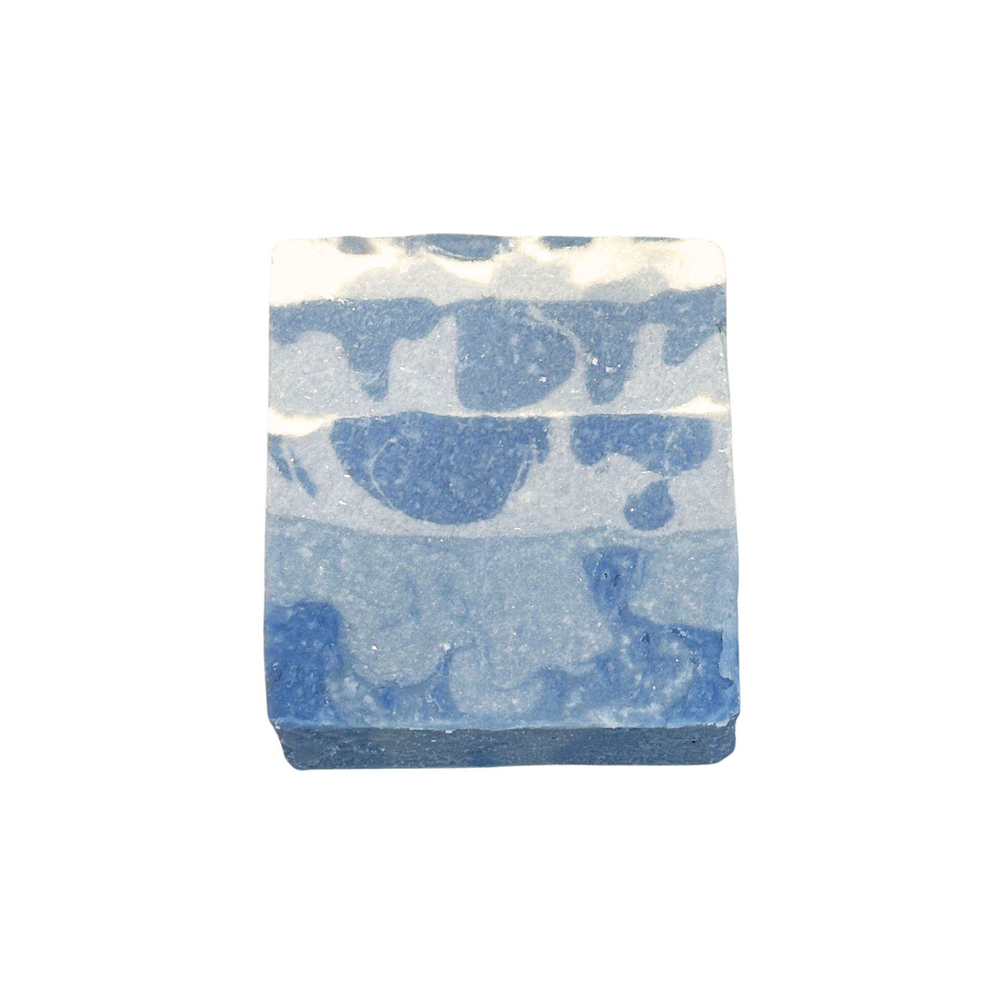 Blue and white soap bar on a white background