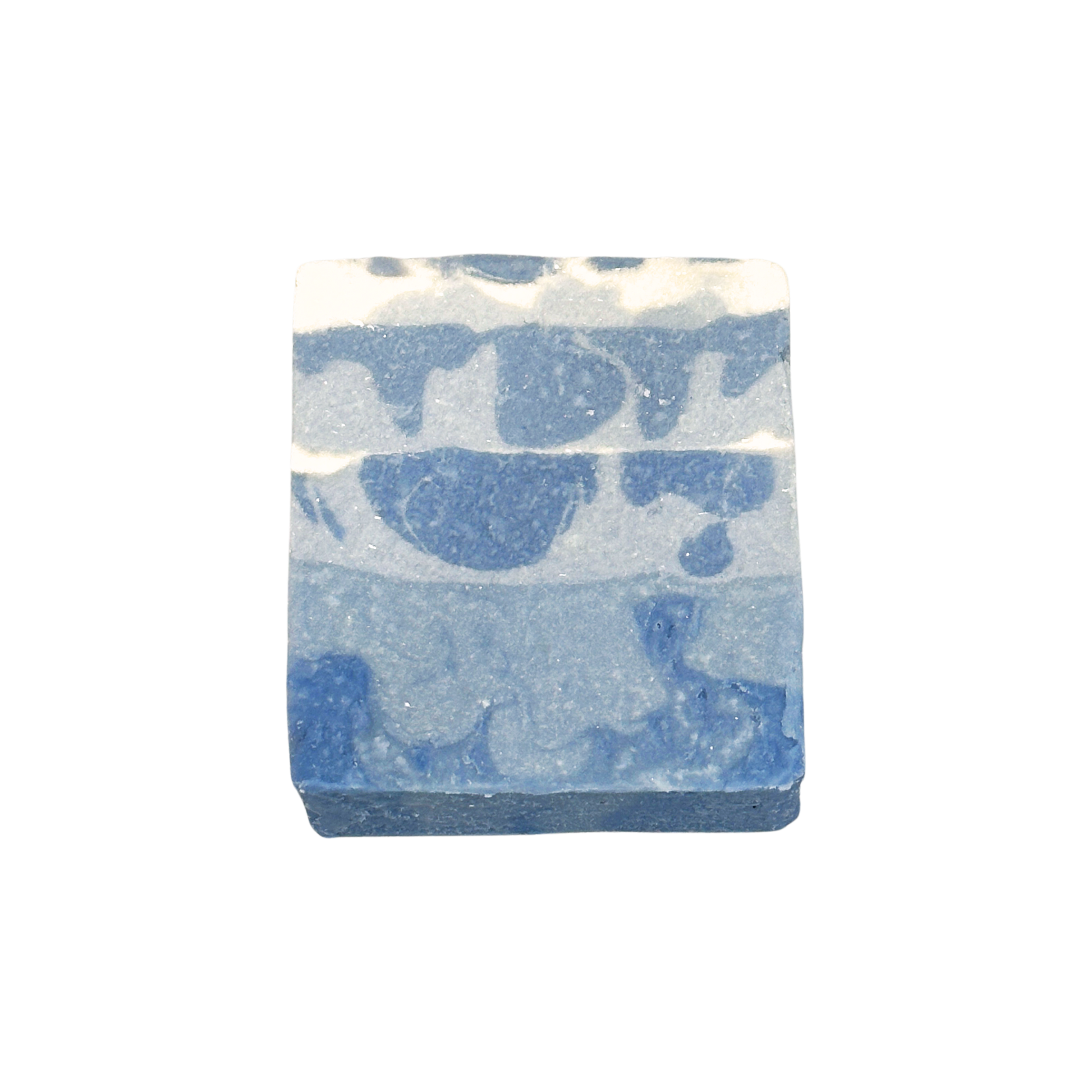 Blue and white soap bar on a white background