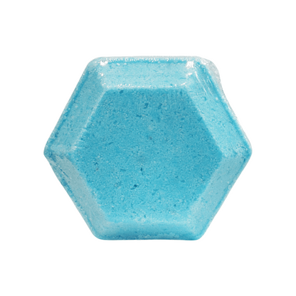 Hexagonal blue shower steamer on a white background