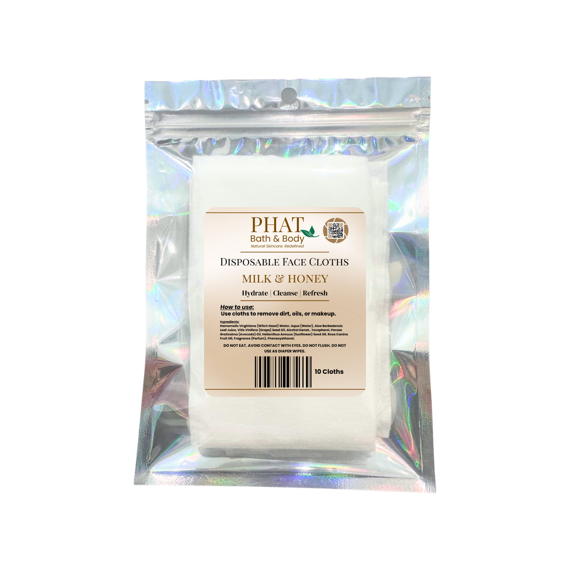 Milk & Honey Disposable Facial Cloths with Rosehip Oil, Makeup Remover, 10 Cloths