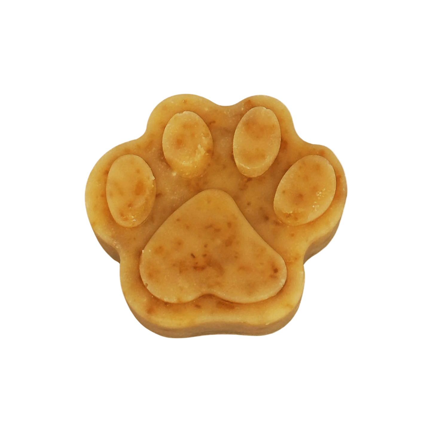 Dog paw-shaped soap on a white background