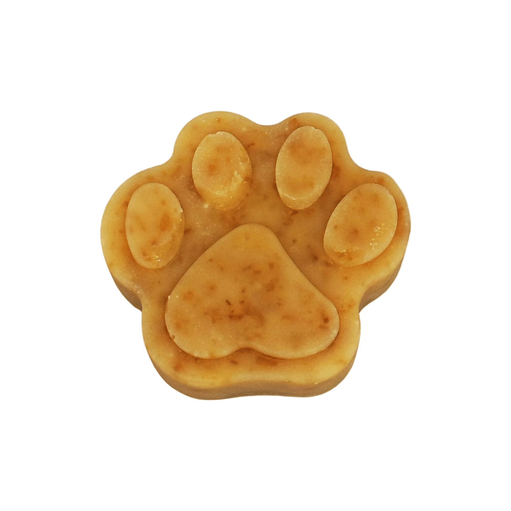 Dog paw-shaped soap on a white background