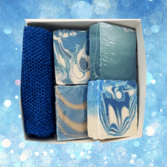 Natural Soap Gift Set in Assorted Scents with Bath Net 4-Pack