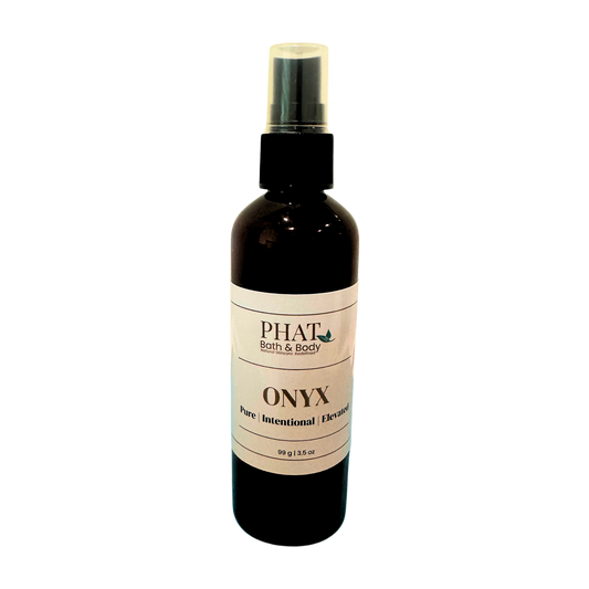 Bottle of Phat Bath & Body Onyx body spray on a white background