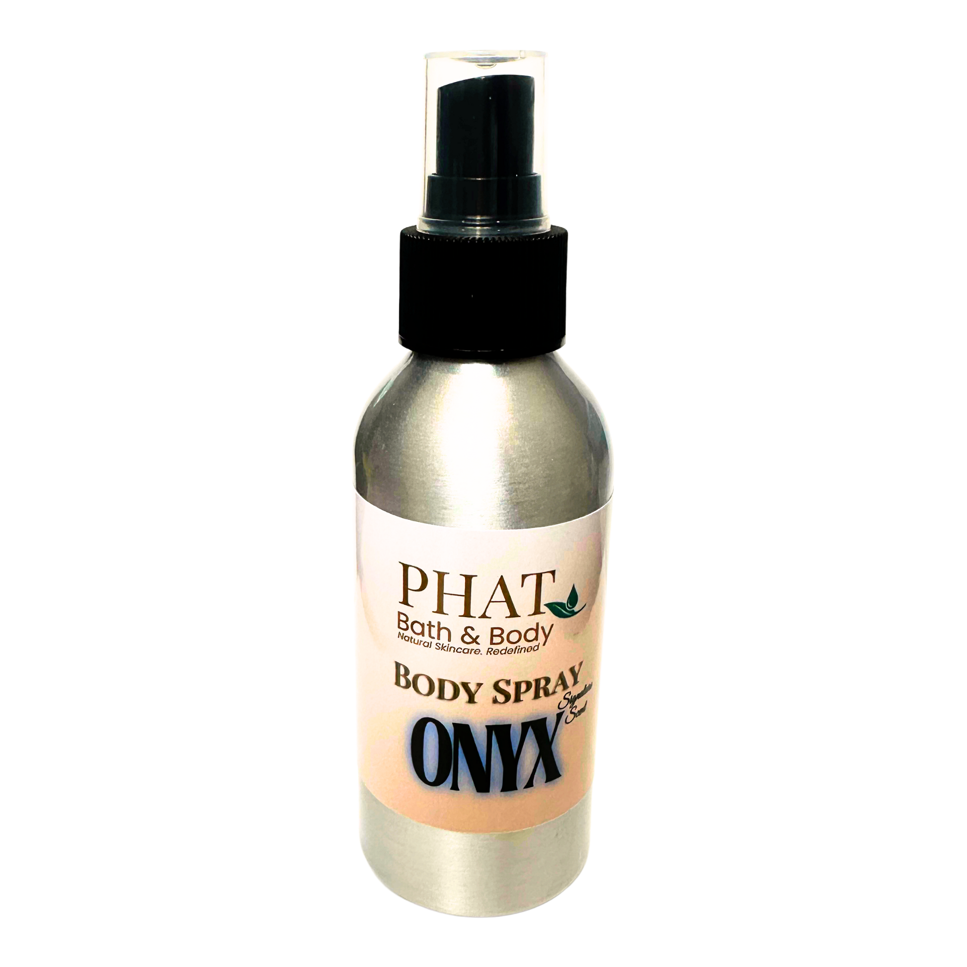 Body spray bottle with 'PHAT Bath & Body' label on a white background