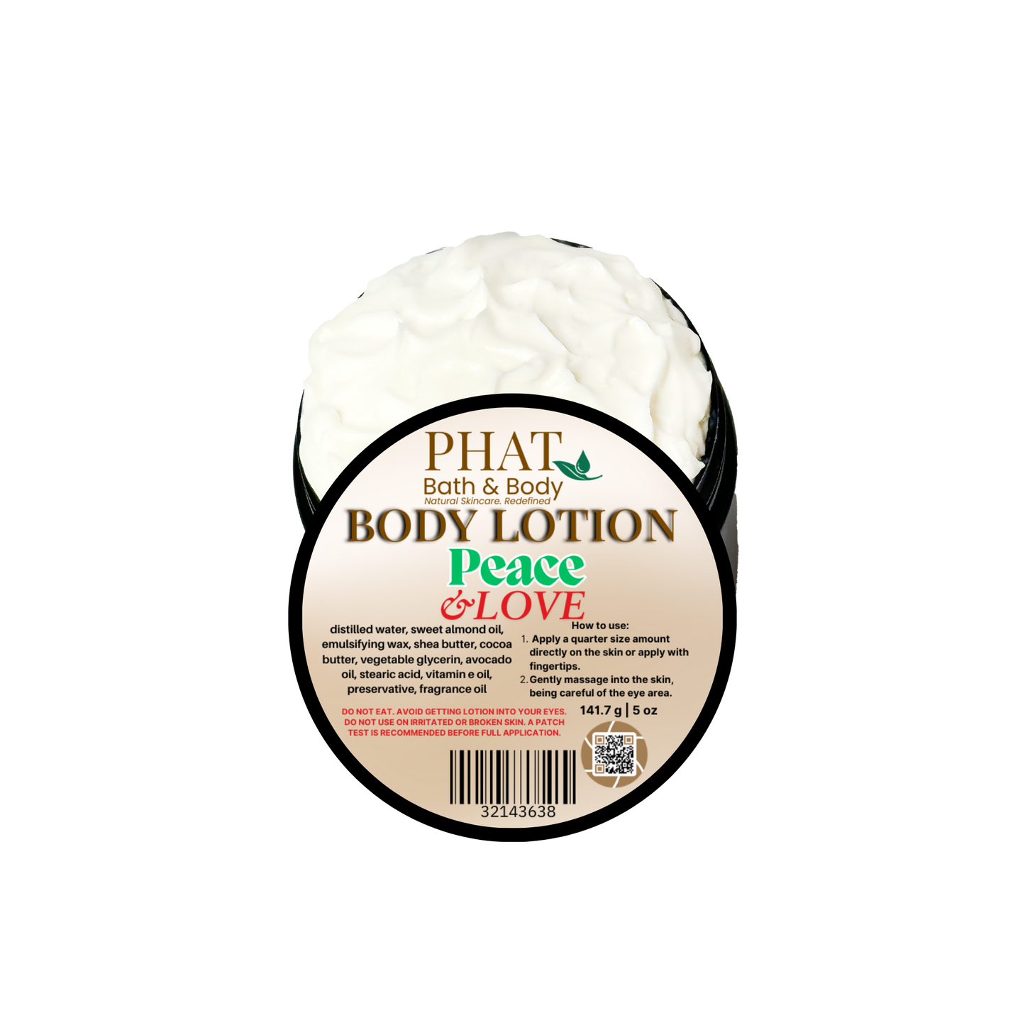 Body lotion container with 'Phat Bath & Body' branding on a white background