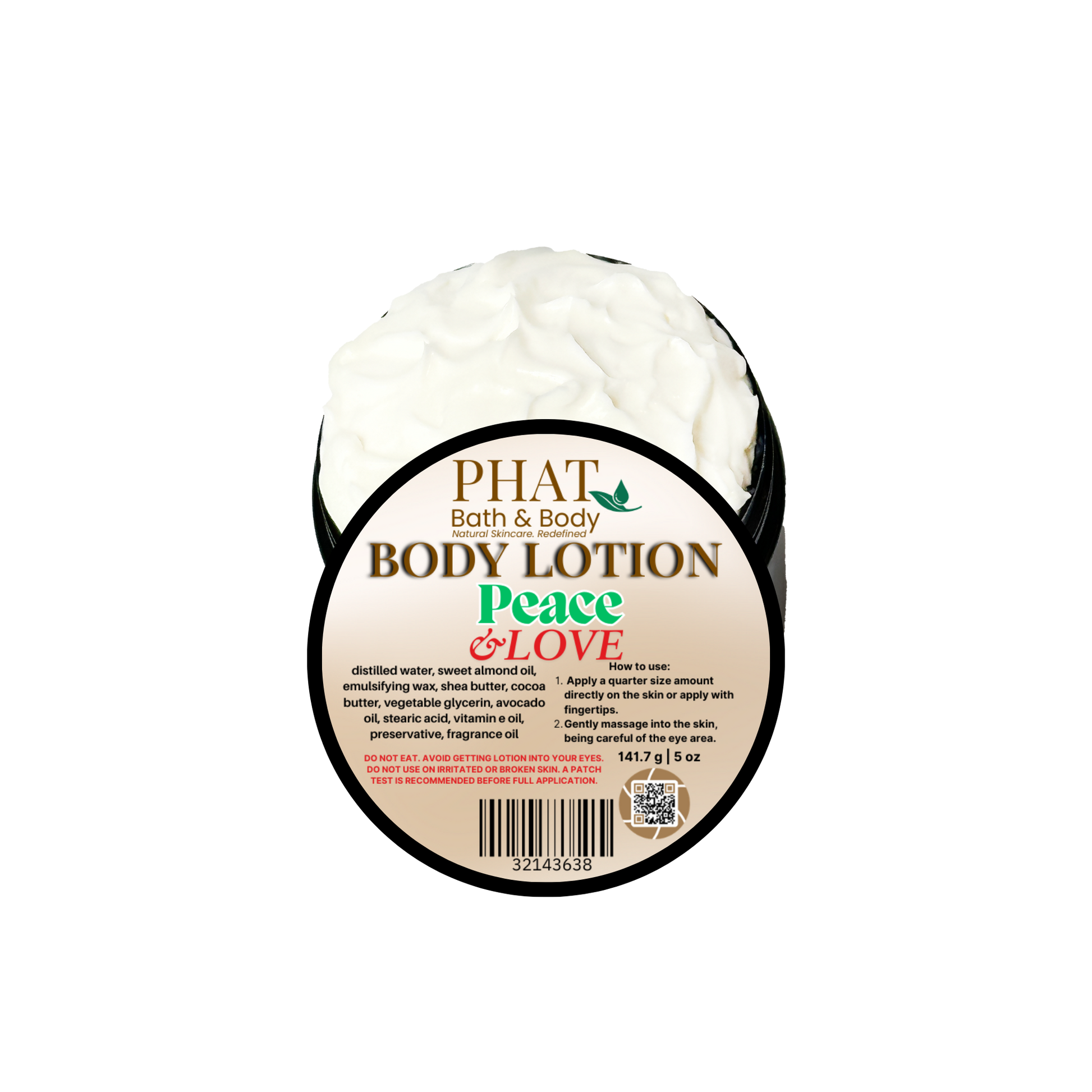 Body lotion container with 'Phat Bath & Body' branding on a white background