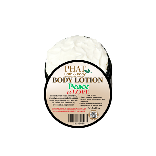 Body lotion container with 'Phat Bath & Body' branding on a white background