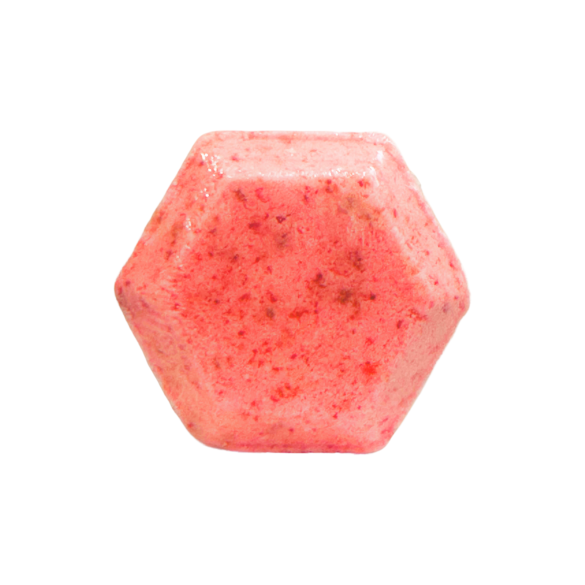 Hexagonal pink shower bomb on a white background