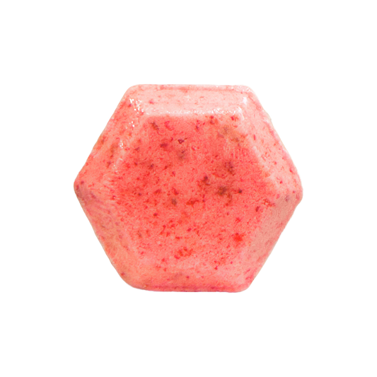 Hexagonal pink shower bomb on a white background