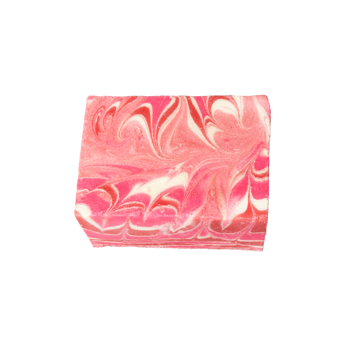 Marbled pink and white soap bar on a white background