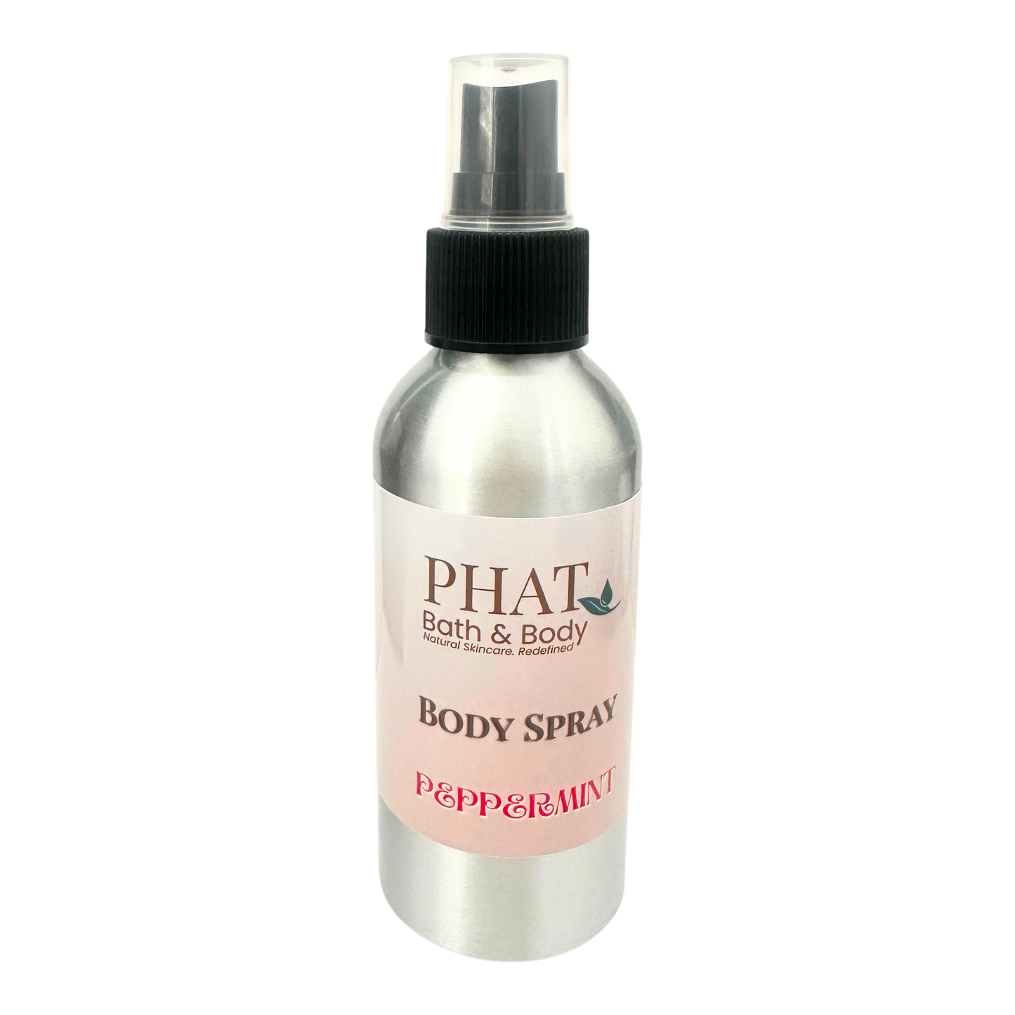 Body spray bottle with 'PHAT Bath & Body' label on a white background