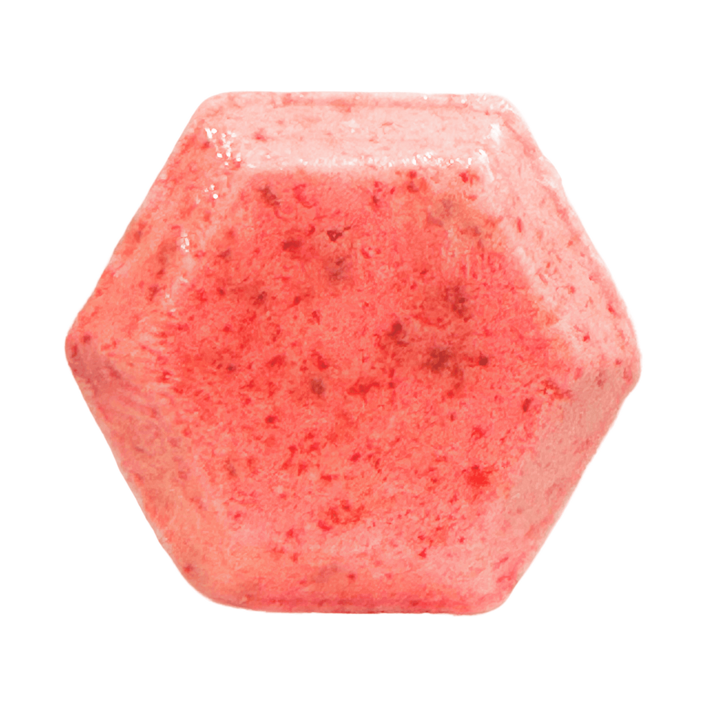 Hexagonal pink shower steamer on a white background