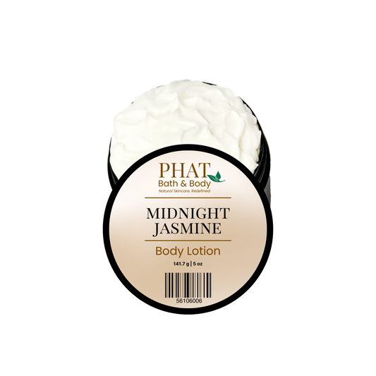 Phat Bath & Body Midnight Jasmine Body Lotion on a white background.