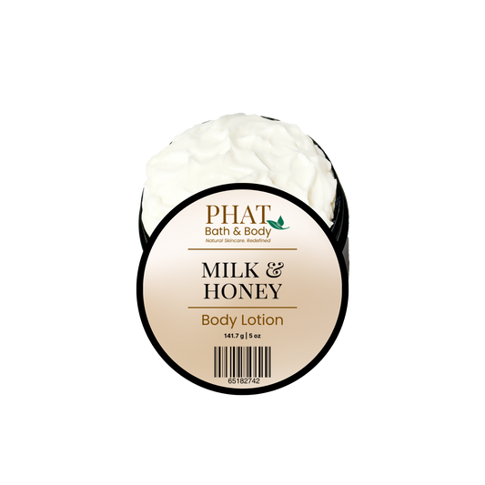 Phat Bath & Body Milk & Honey Body Lotion on a white background.