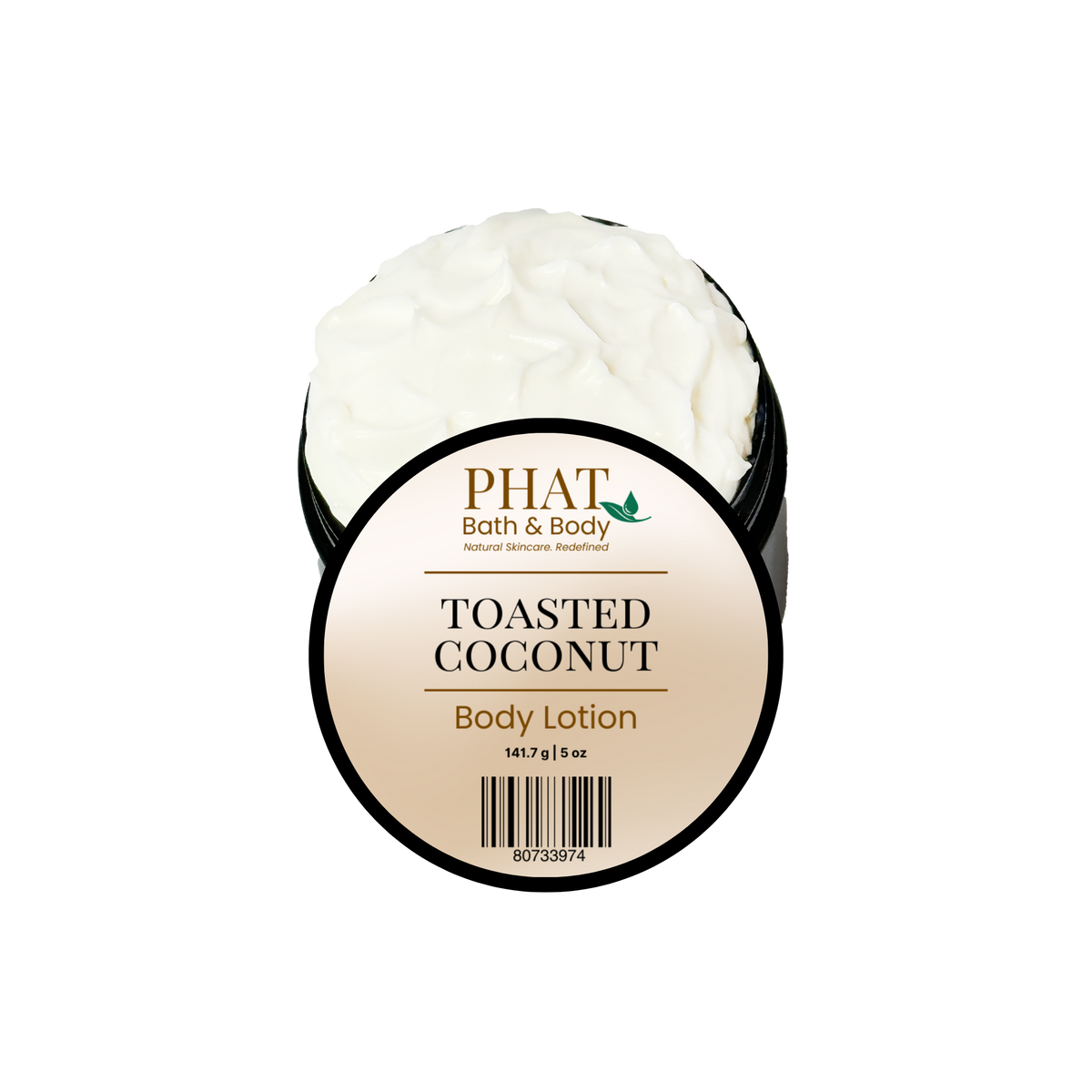 Phat Bath & Body Toasted Coconut Body Lotion on a white background.