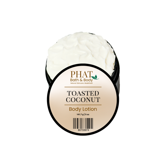 Phat Bath & Body Toasted Coconut Body Lotion on a white background.