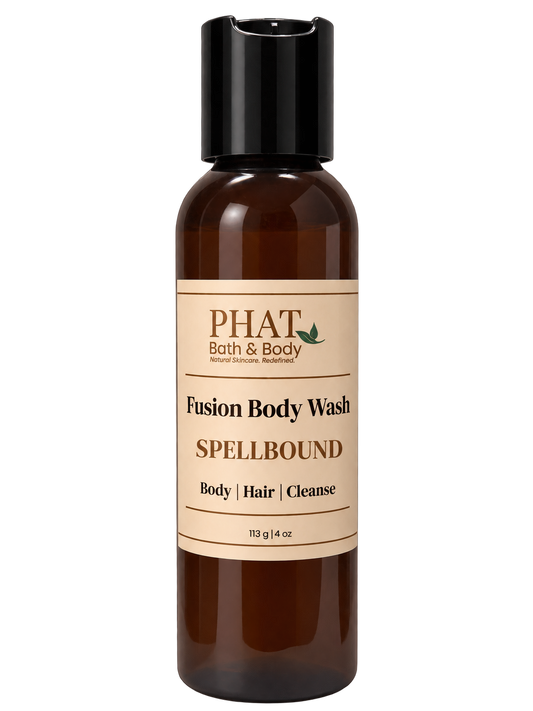 Phat Bath & Body Unscented Fusion Body Wash in a 4 oz amber bottle with cream label.