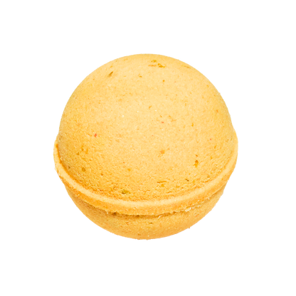 Yellow bath bomb on a white background