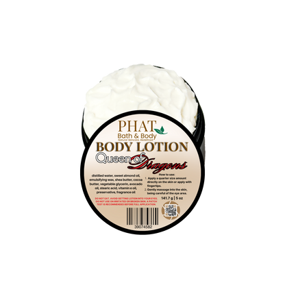Body lotion with 'Phat Bath & Body' label on a white background