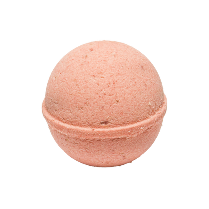 Pink bath bomb on a white background