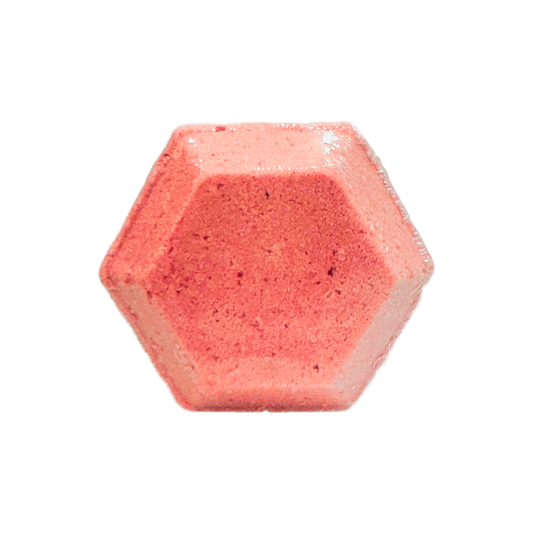 Hexagonal pink shower bomb on a white background