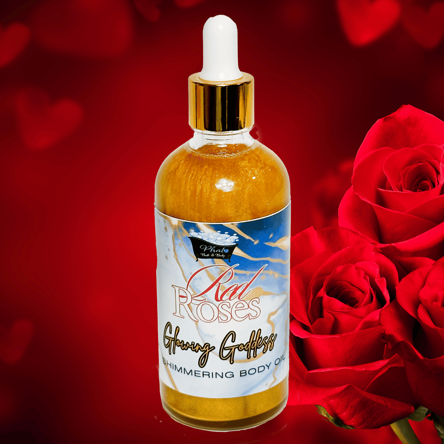 Red Roses Glowing Goddess Natural Shimmer Body Oil Golden Glow | 3.2 oz