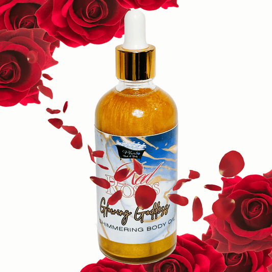 Red Roses Glowing Goddess Natural Shimmer Body Oil Golden Glow | 3.2 oz