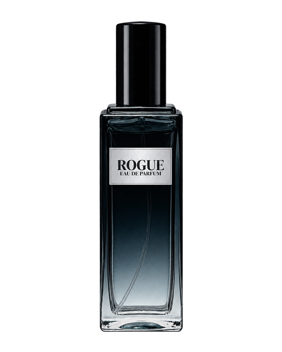 Rogue men’s Eau de Parfum bottle with front label on a transparent background.