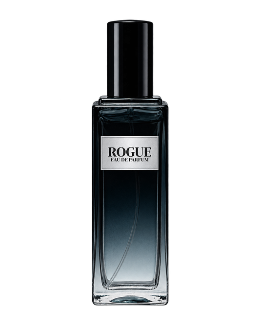 Rogue men’s Eau de Parfum bottle with front label on a transparent background.