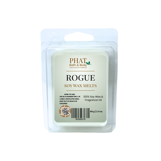 Rogue soy wax melts packaging by Phat Bath & Body on a white background