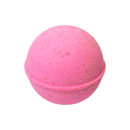Pink bath bomb on a white background