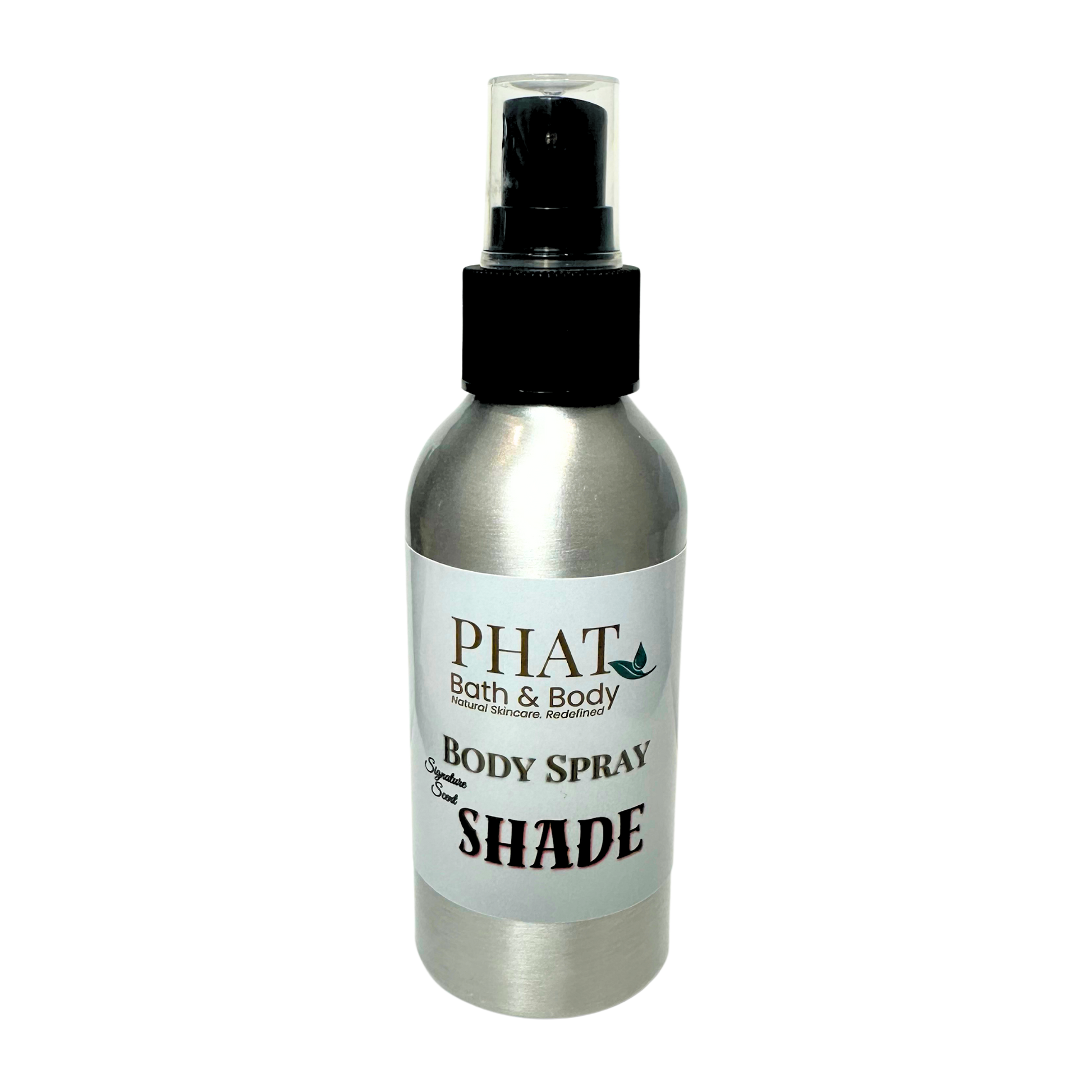 Body spray bottle with 'PHAT Bath & Body' label on a white background