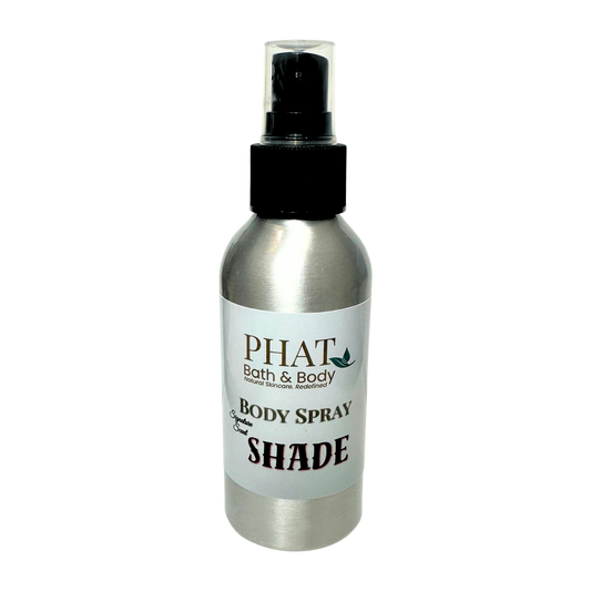 Body spray bottle with 'PHAT Bath & Body' label on a white background